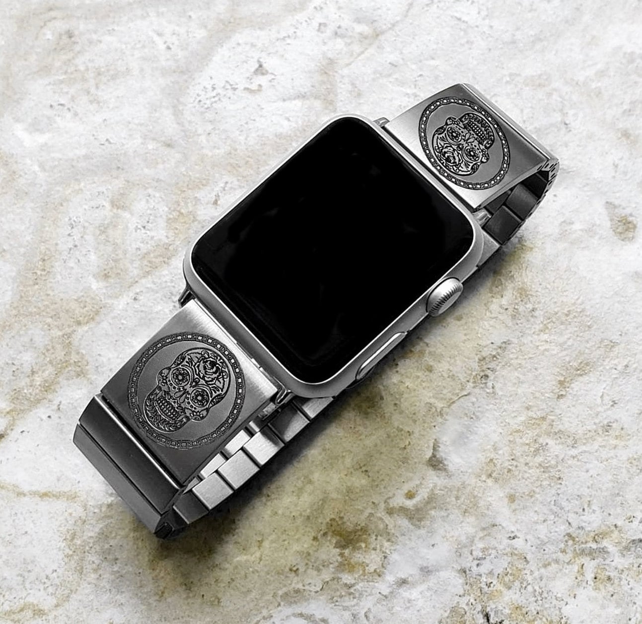 Apple Watch Band Sugar Skull Calavera Day of the Dead Ultra 2 9 8 7 SE 6 5 4 3 2 1 Case 38 40mm 41mm 42 44mm 45mm 49mm St Steel Strap SS2